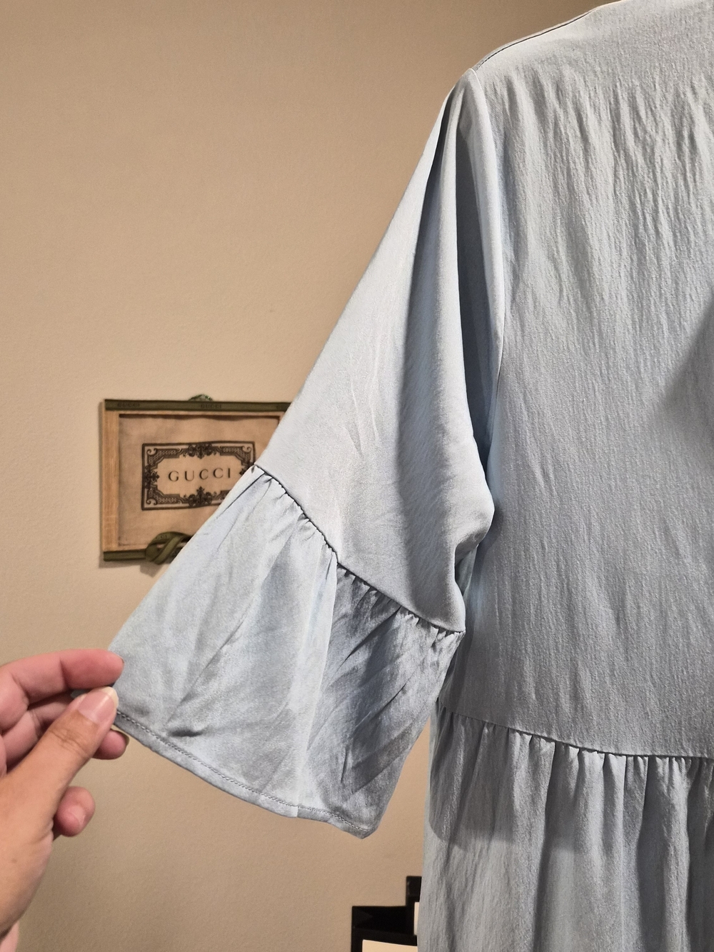Brand New with Tags Chambray Blue Ruffled Tiered Babydoll Dress - Picture 5 of 16